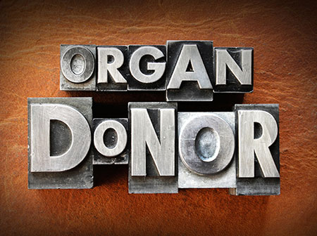 Type press letters aligned to spell Organ Donor